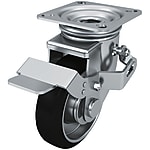 Casters - Steel and rubber, with safety pedal (medium loads).