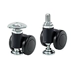 Casters - With swivel plate or threaded stud mount, double nylon caster with leveler, CMPAD/CMPAN series.