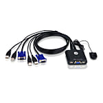 2ポート USB VGA ケーブルKVMスイッチ（ワイヤードリモコン付属）