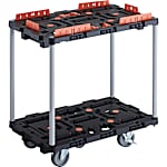 連結型樹脂製台車“ビートル”（2段式・ハンドルなし・とめたろう・収納式柵付）オール自在タイプ