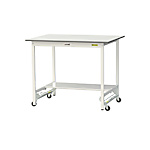 軽量作業台/ワークテーブル耐荷重150kg（ワンタッチ移動式H950mm・半面棚板付き）