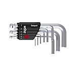 L-Key Set in Compact Holder, Hexagonal Ball End, 9 Pieces, Short, Matt Chrome-Plated