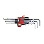 L-Key Set in ProStar Holder, Hexagonal Ball End, Matt Chrome-Plated, 9 Pieces