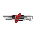 L-Key Set in ProStar Holder, Matt Chrome-Plated, Hexagonal Ball End with Short Shaft, 10 Pieces