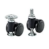 Casters - With swivel plate or threaded stud mount, double nylon caster with leveler, CMPAD/CMPAN series.