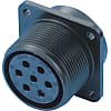 Conector circular serie CE05/JL04V: resistente al agua, especificaciones MIL, montaje en panel con brida, receptáculo