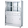 Stainless Steel Storage Cabinet Drawer-Attached Upper Glass Door Lower Part Stainless Steel Door Base Specifications