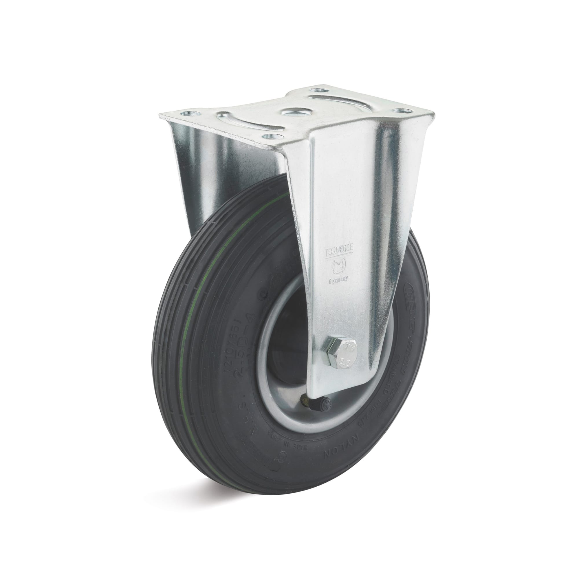 Fixed Castors with pneumatic wheel, sheet steel rim