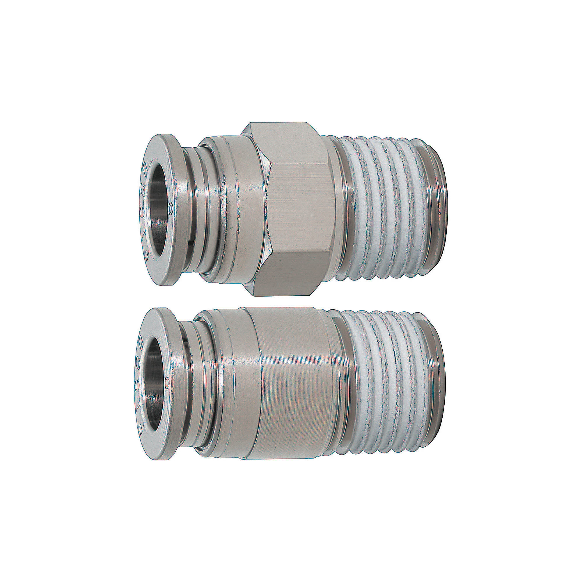 Push-in connectors / brass / nickel-plated / external thread, hexagon socket / <100° heat resistant