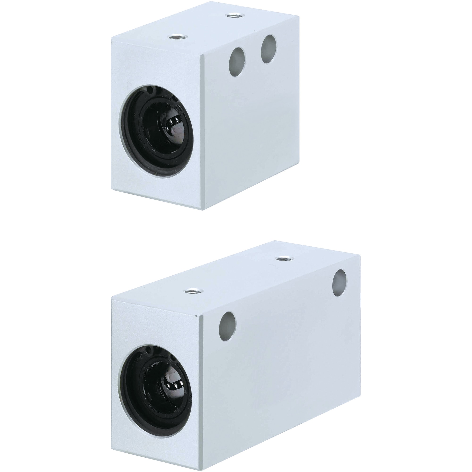 Linear ball bearings / block type / aluminium / anodised / single double bush / lubricating