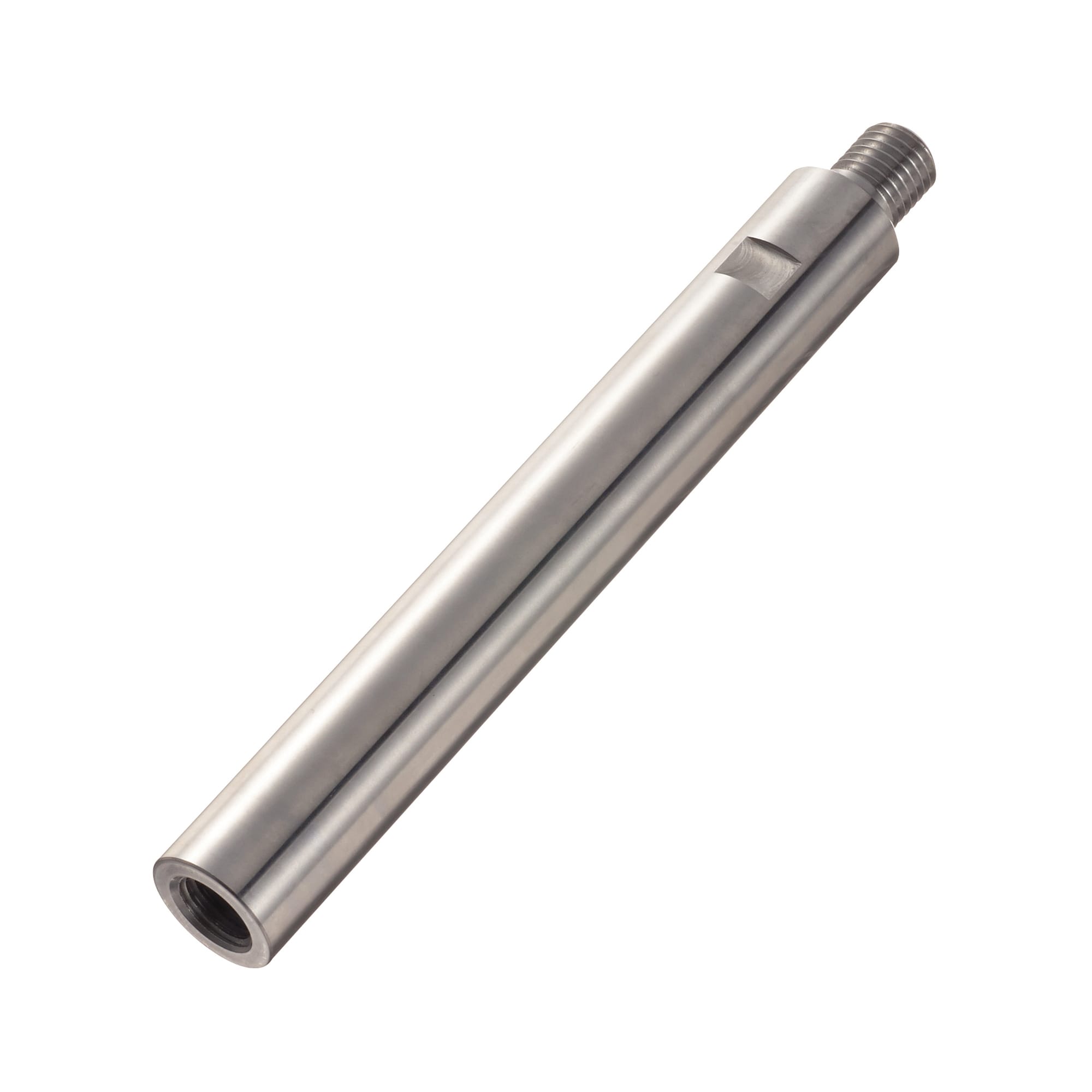 Linear shafts / material selectable / treatment selectable / stepped on one side / external thread / internal thread / undercut / flat / radial bore 