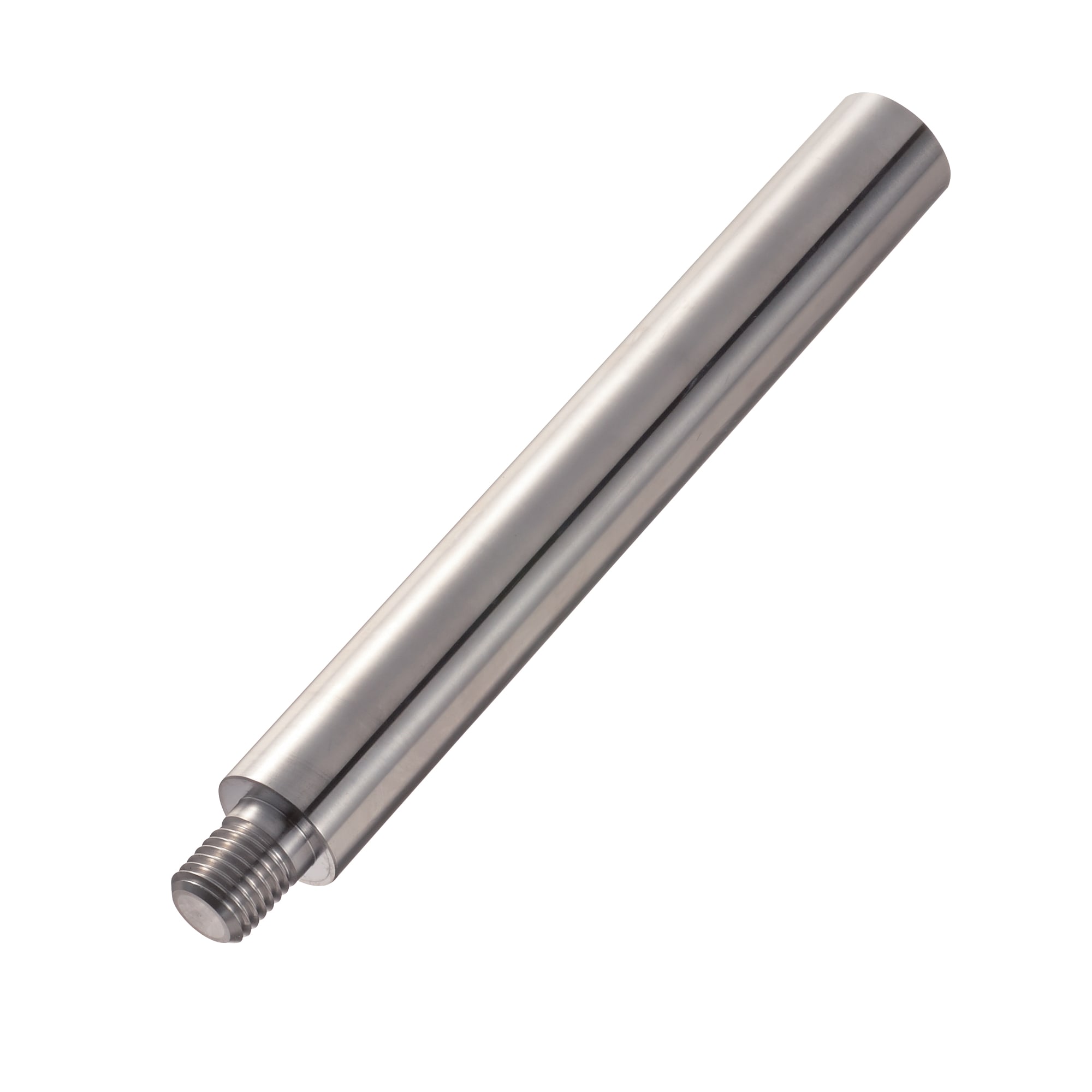 Linear shafts / material selectable / treatment selectable / stepped on one side / external thread / Wrench flat