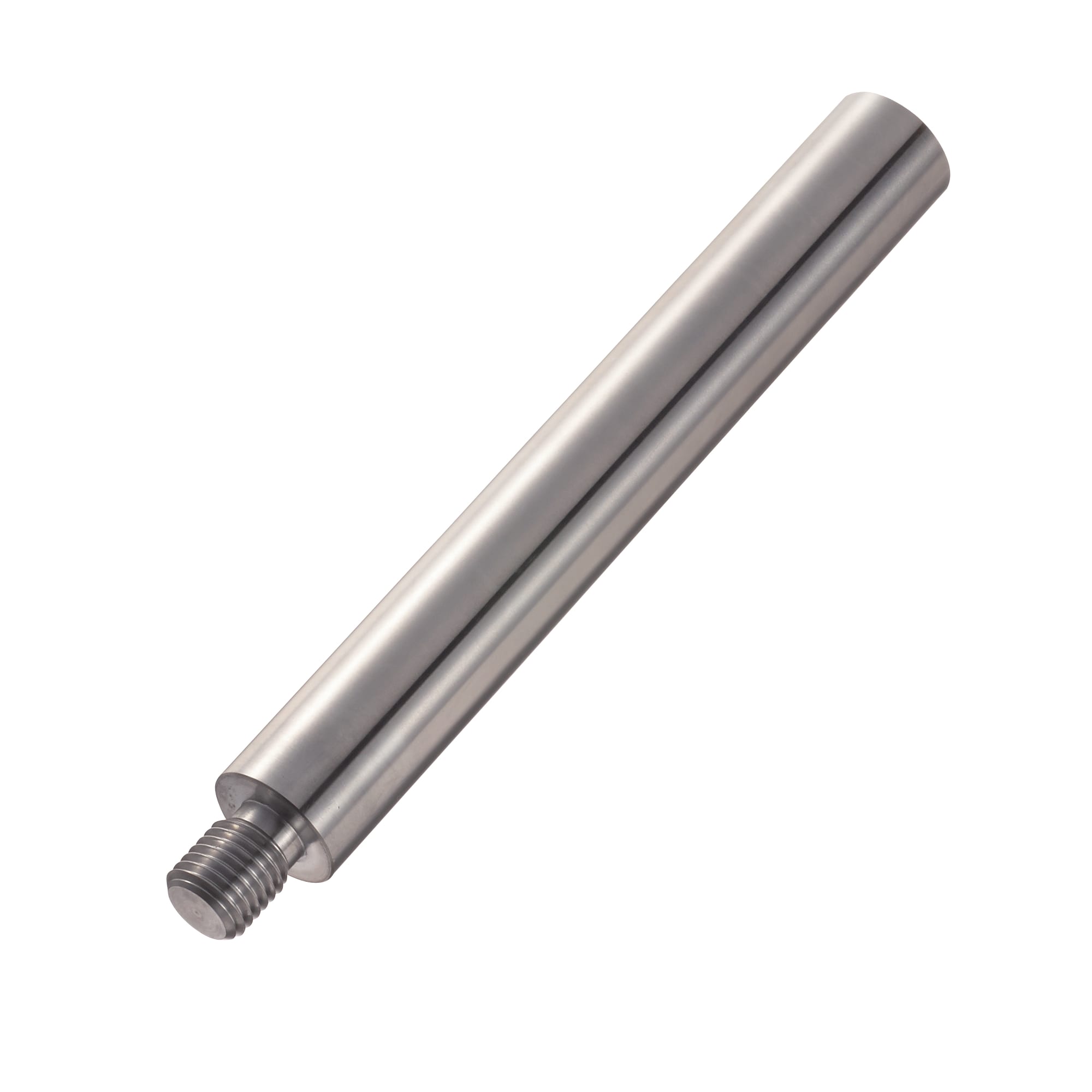 Linear shafts / material selectable / treatment selectable / stepped on one side / external thread / undercut / spanner flat