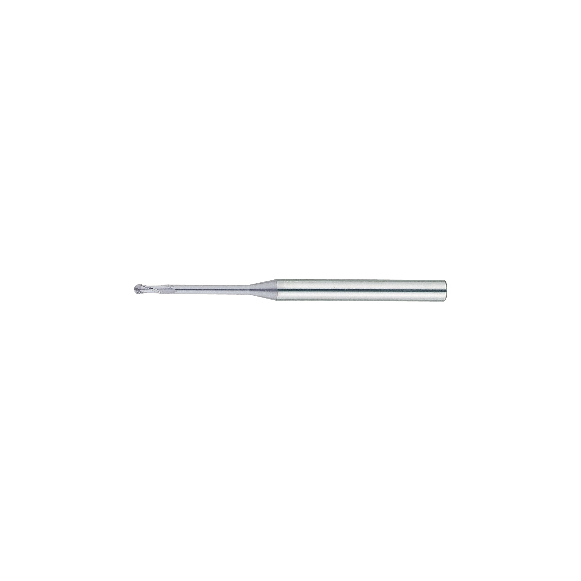 CRN Coated Carbide Long Neck Ball End Mill for Copper Electrode Machining, 2-Flute / Stub, Long Neck Model