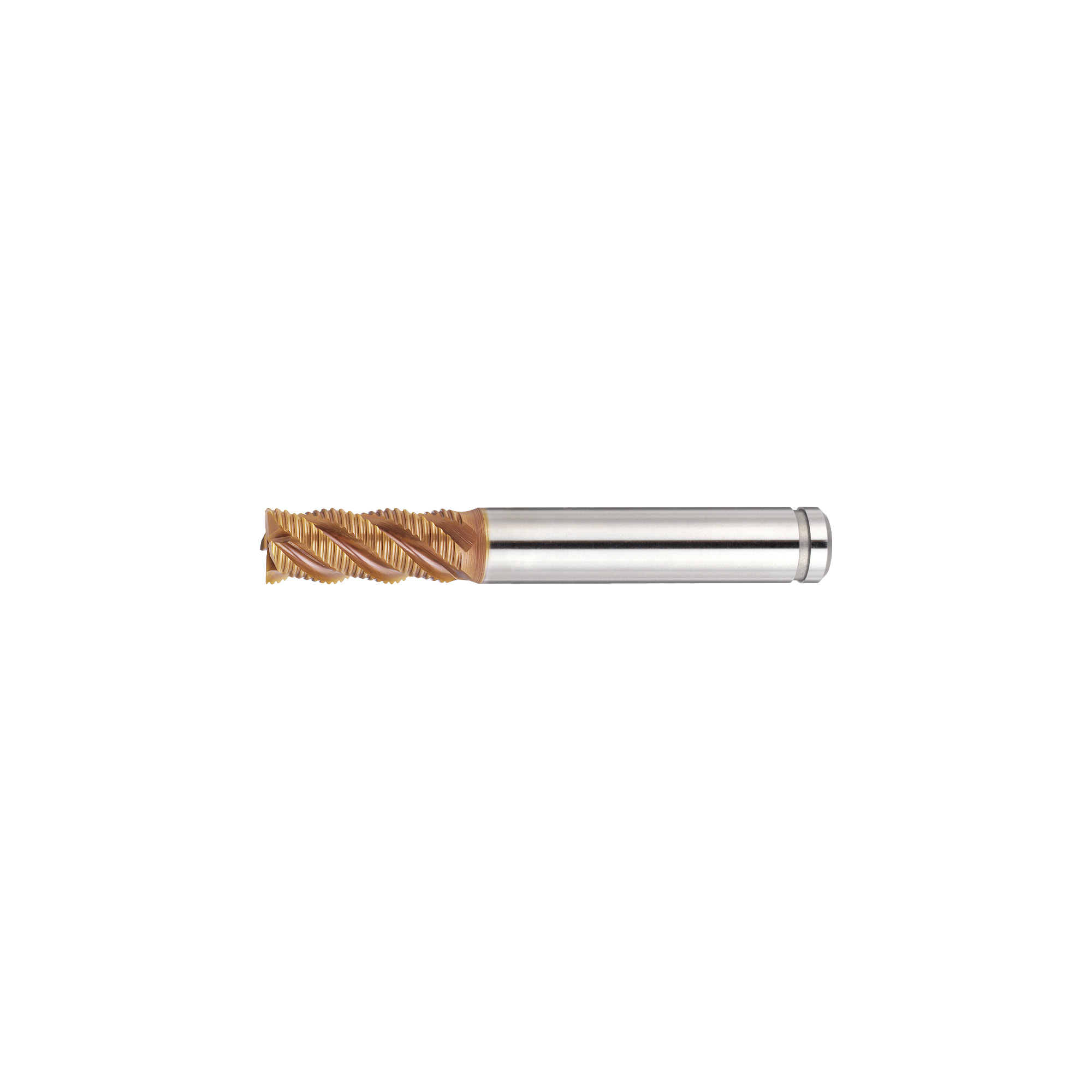 AS Coated Powdered High-Speed Steel Roughing End Mill, 45° Spiral / Short, Center Cut