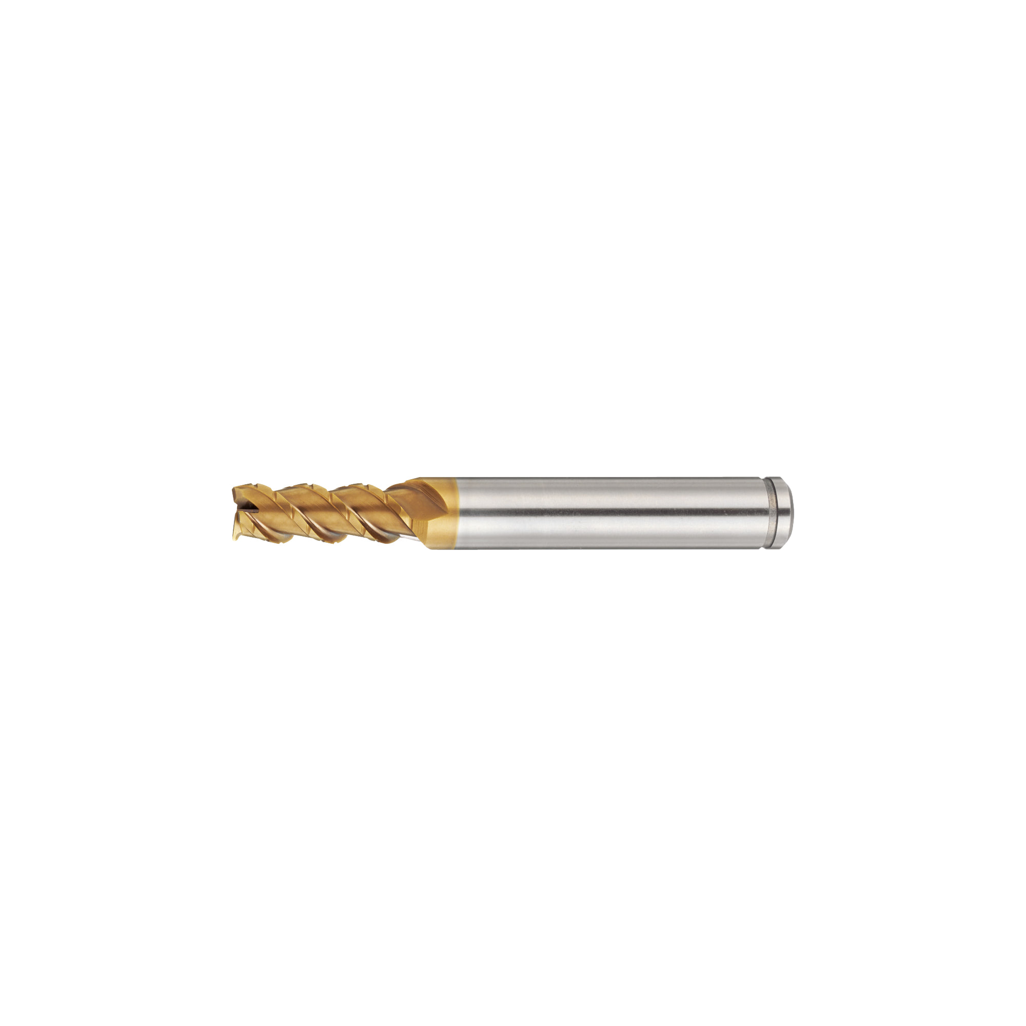AS Coated Powdered High-Speed Steel Square End Mill, 3-Flute, 50° Spiral, Short, with Nicked Peripheral Cutting Edge