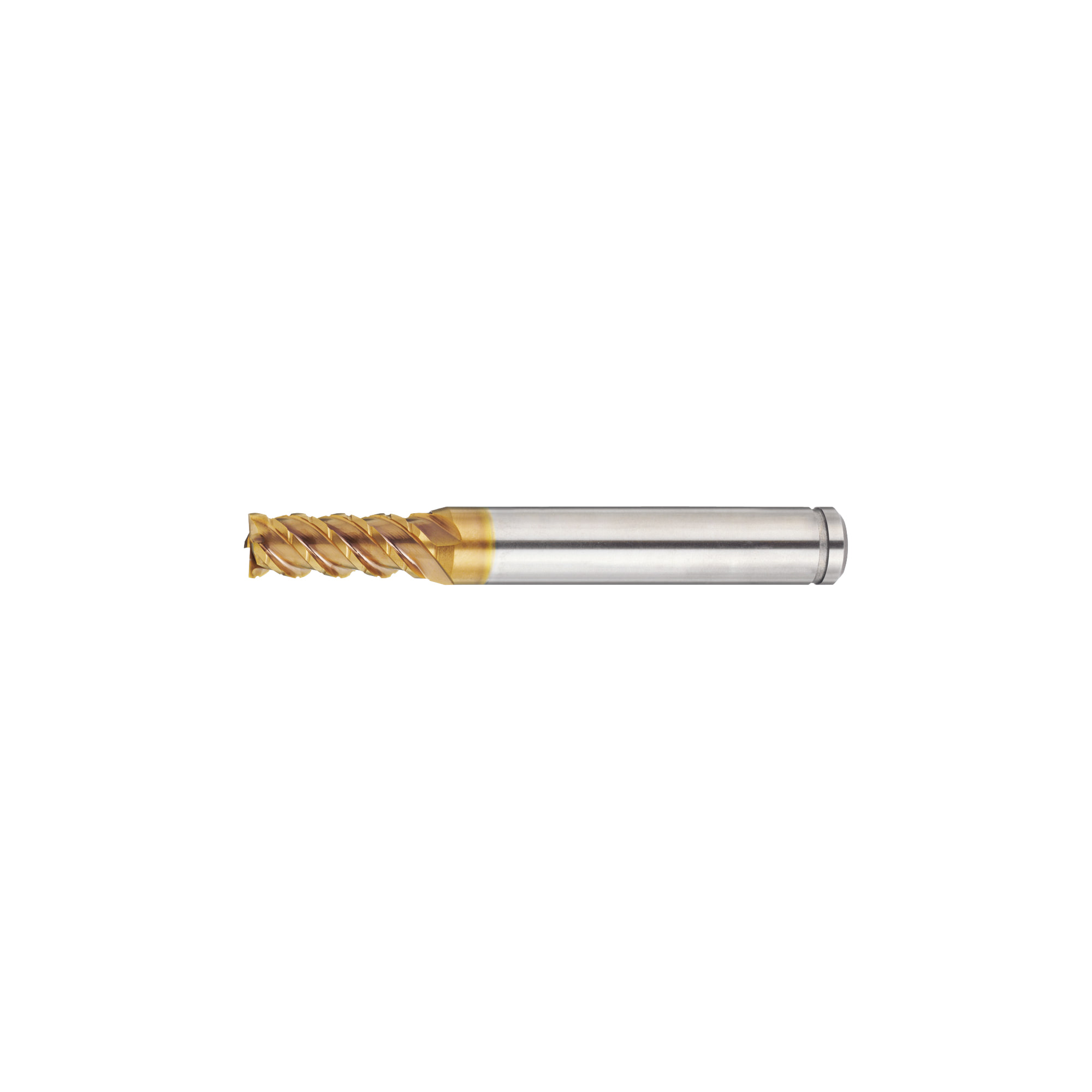 AS Coated Powdered High-Speed Steel Square End Mill, 4-Flute, 50° Spiral, Short, with Nicked Peripheral Cutting Edge