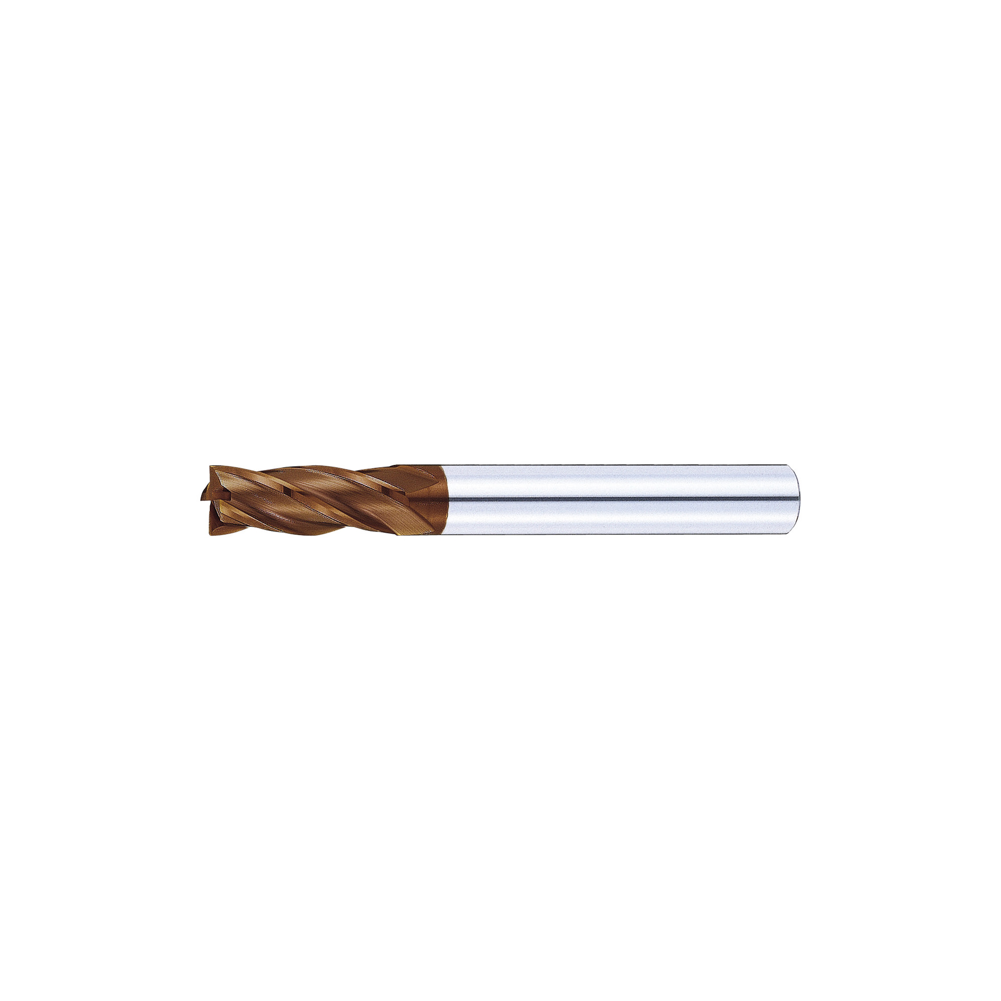 XCP Coated Carbide Square End Mill For Tempered Steel / High Hardness Steel Machining / 4-Flute / 2.5D / Regular Type (Gash Land)