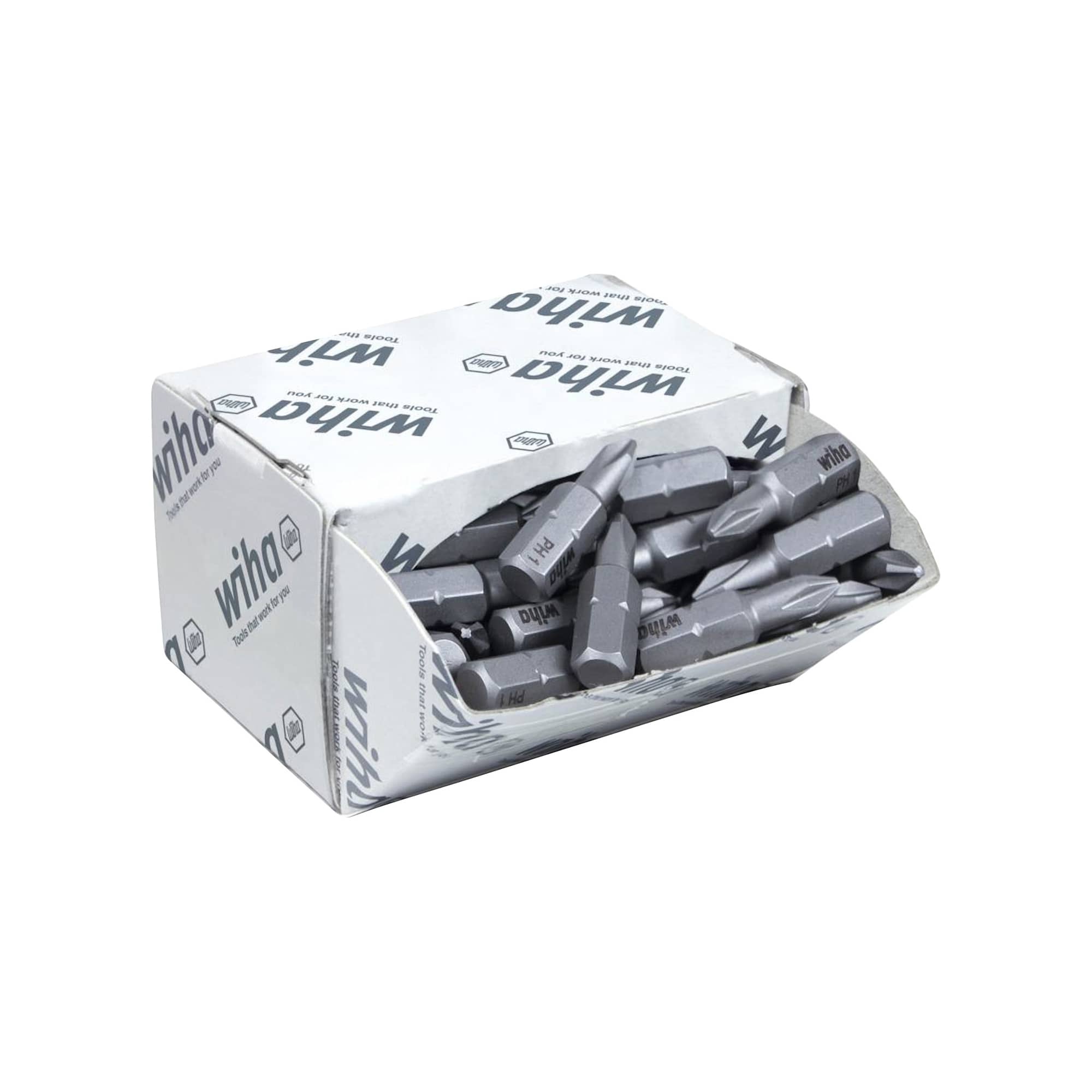 Bit Set Standard 25mm, Phillips, 50 Pieces 1/4" C6.3 in Bulk Pack