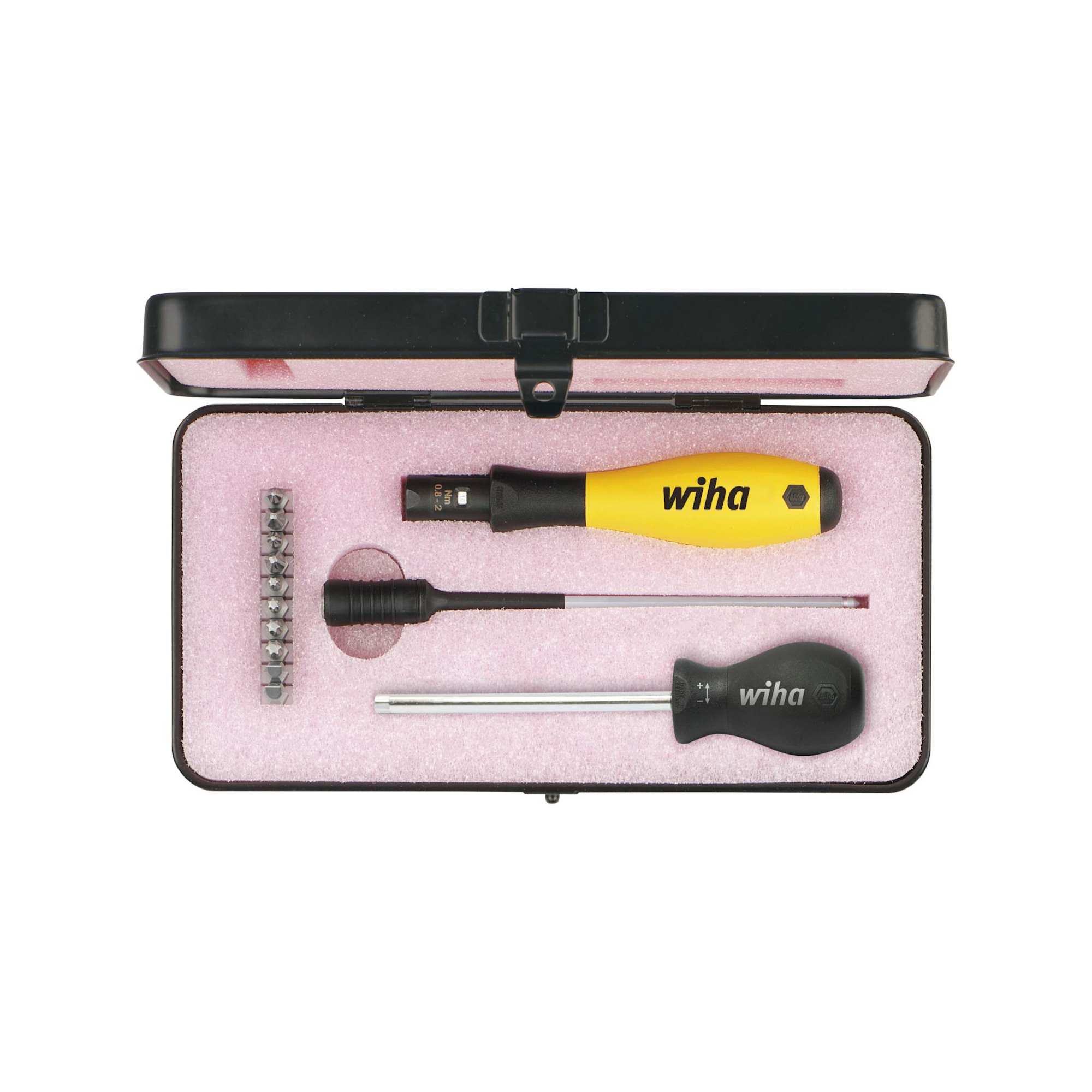Torque Screwdriver Set TorqueVario®-S ESD, 0.4-1.0 Nm, Assorted, Variably Adjustable Torque Limit, 14 Pieces in Box