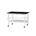 実験用作業台/ワークテーブル耐荷重128kg（移動式・全面棚板付き）