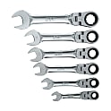 Short Ratchet Combination Wrench Set (Flex Head Type) [6 Pieces]