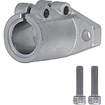 Shaft holders / round flange flattened on both sides / slotted / long version