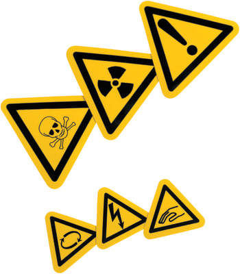 Stickers x4 EXPLOSIVE Avviso di Sicurezza Esplosione Pericolo Adesivi 50mm 2" 