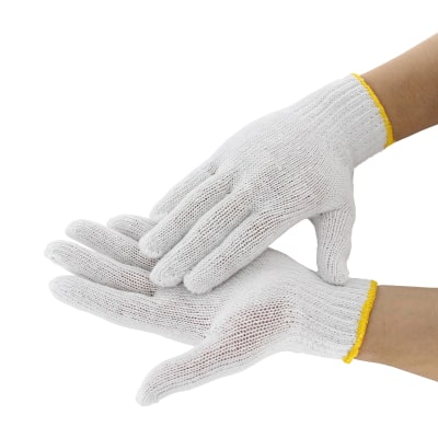 Poly-Cotton Bleached String Knit Gloves, Regular Weight, Box/12