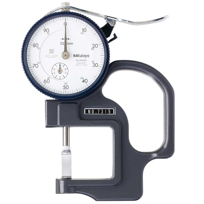 Flat Anvil Standard Type 0-10mm Range Mitutoyo 7301 Dial Thickness Gage 0.01mm Graduation +/-15 micrometer Accuracy
